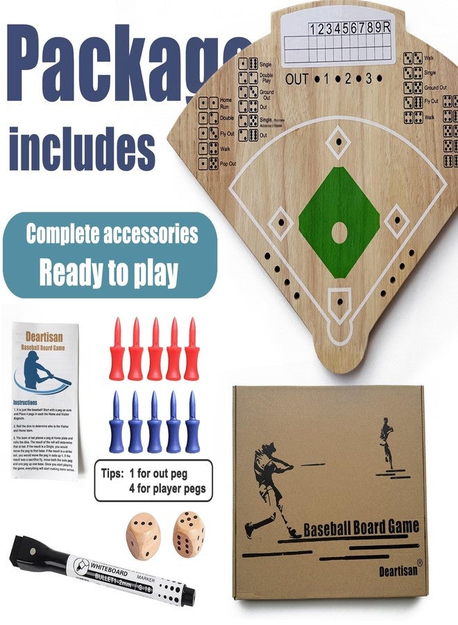 Deartisan Baseball Board Game, Oak Made Leisure Game for Sport Battle Table Game for Family Party Holiday Coffee Travel Time Gameboard - Image 4